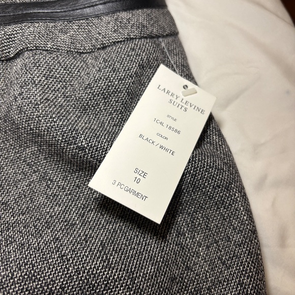 VTG NWT Larry Levine Classics Women's 3pc Blazer Pants Skirt Suit Set Sz 10 B/W - Picture 2 of 15